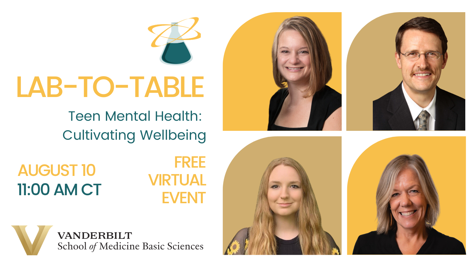 Twitter header for Lab-to-Table webinar: Teen Mental Health: Cultivating Wellbeing August 10, 2023